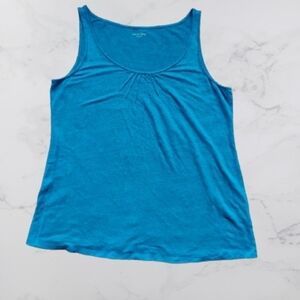 New EILEEN FISHER Ocean Blue 100% Linen Scoop Neck Tank – Size M 2 X 50 Promo